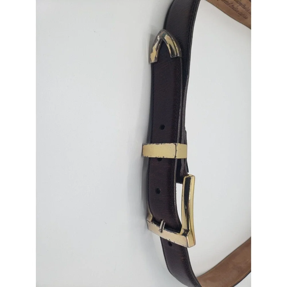 Onyx By Brighton Leather Belt Mens Brown 42 USA Western Minimalist Unique Luxury